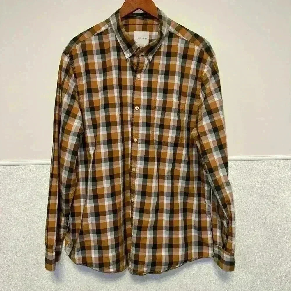 American Eagle Plaid Long Sleeve Button Down Shirt XXL / Perfect for Fall!